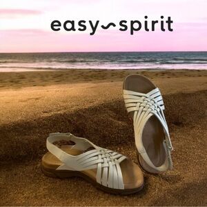 Easy Spirit Women's Mar Woven White Leather Hook Look Comfortable Sandal